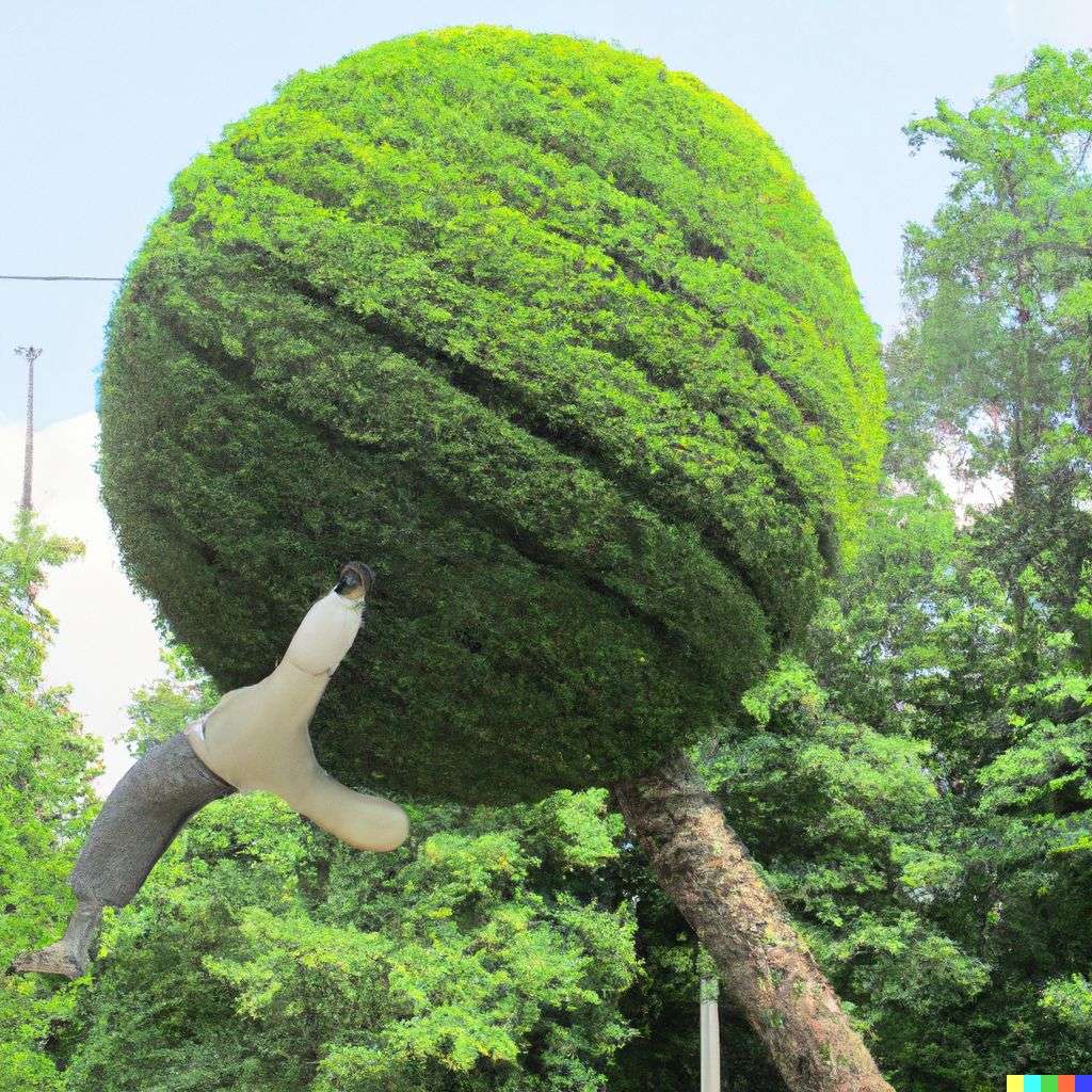 topiary in the shape of the discovery of gravity